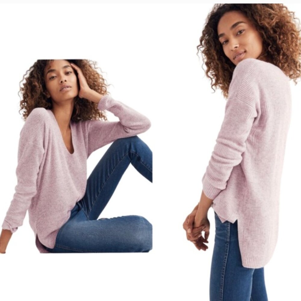 Madewell Soft Pink/Lavender Warmlight V-Neck Wool Blend Pullover Sweater